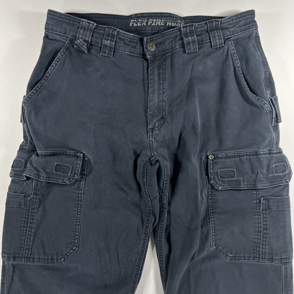Duluth Trading Flex Fire Hose Cargo Pants Blue Stretch Workwear Relaxed 36x34